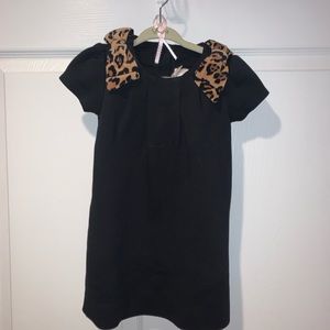 Janie & Jack EUC  black w/ leopard bow dress